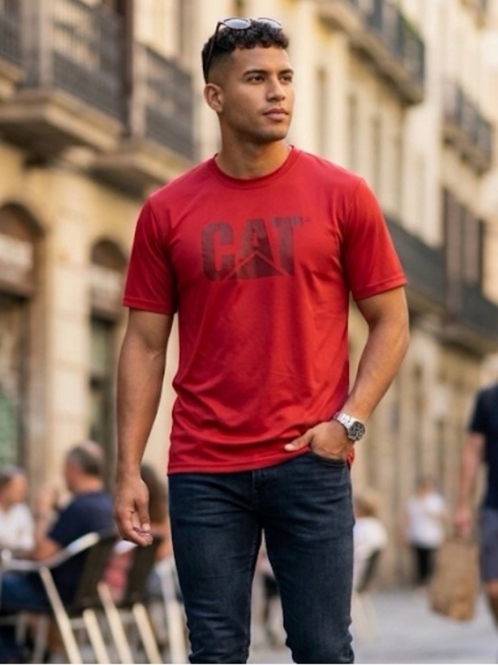 Red Men's Short Sleeve Pet T-Shirt